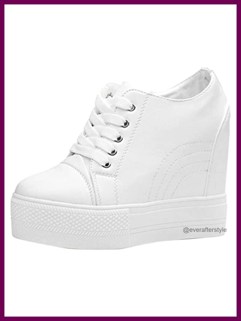 Women's Wedge Sneakers Hidden Heel Platform Lace-Up Walking Wedding Shoes